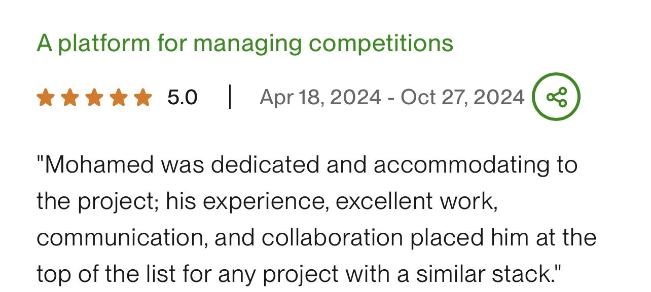 Platform for managing competitions testimonial