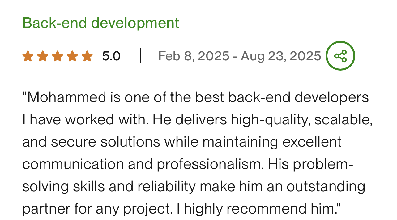 Back-end development testimonial 2