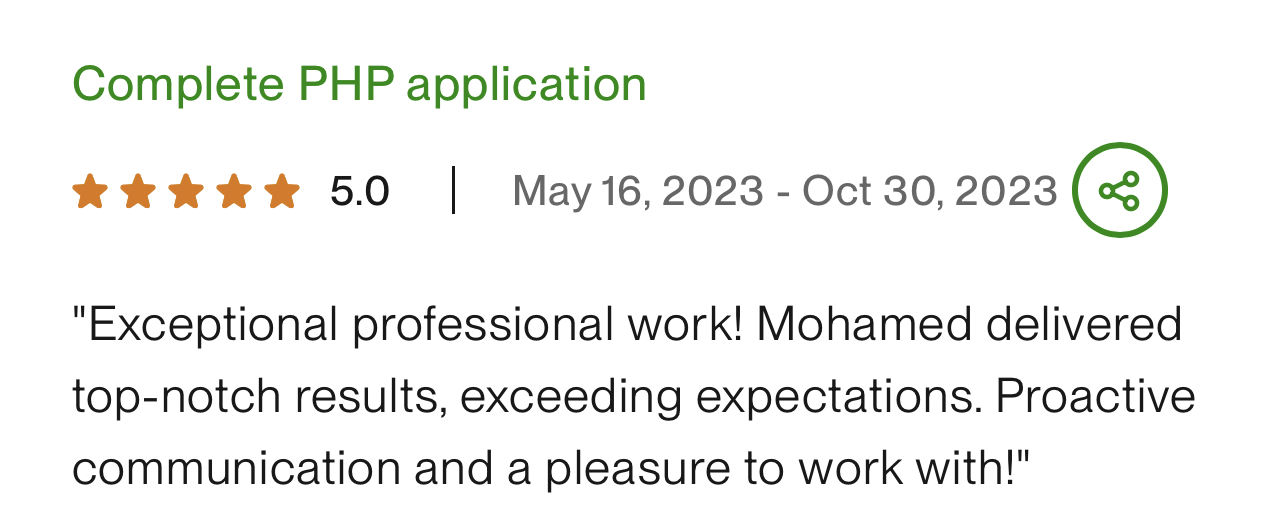 Complete PHP application testimonial